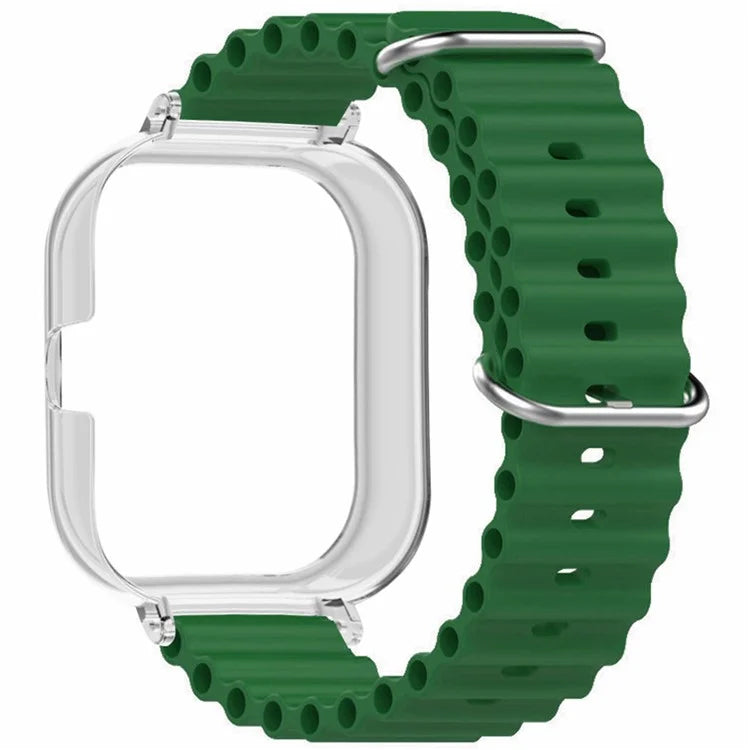 For Xiaomi Redmi Watch 4 Silicone Strap Ocean Sport Watch Band with Transparent Case