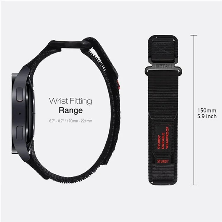 For Samsung Galaxy Watch6 / Watch 5 / Watch4 Nylon Watch Band 22mm Adjustable Wrist Strap