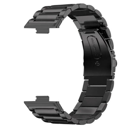 For Huawei Watch Fit 3 Band with Dual Press Buckle, 3-Bead Steel Wrist Strap