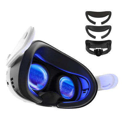 AMVR For Meta Quest 3 VR Headset Thickened Leather+Ice Silk Eye Mask Face Protective Cover