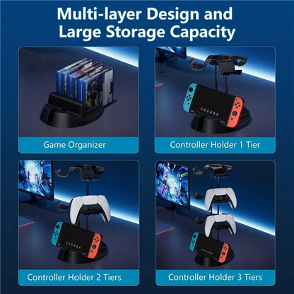 Game Console Gamepad Controller Holder Storage Stand Game Disc Desktop Organizer