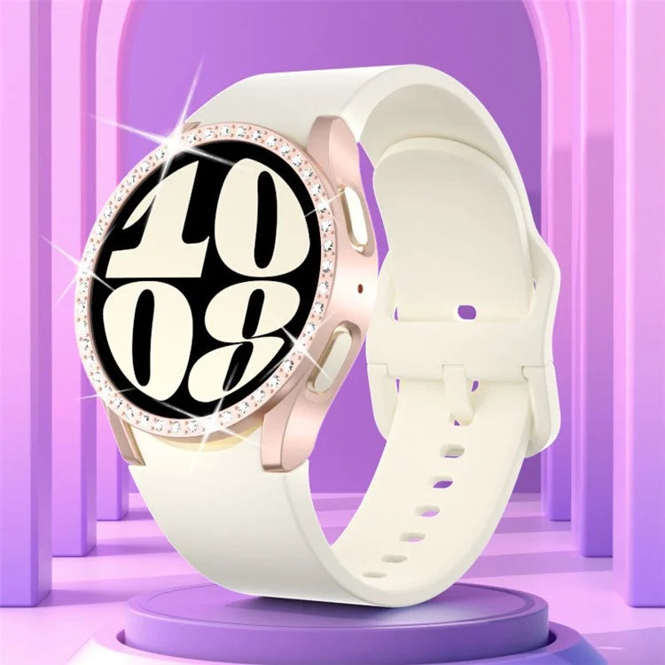 For Samsung Galaxy Watch7 40mm Watch Case Rhinestone Decor Hard PC Protective Frame