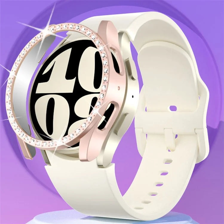 For Samsung Galaxy Watch7 40mm Watch Case Rhinestone Decor Hard PC Protective Frame