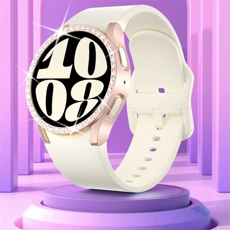 For Samsung Galaxy Watch7 44mm Case Rhinestone Decor Hard PC Watch Case Cover