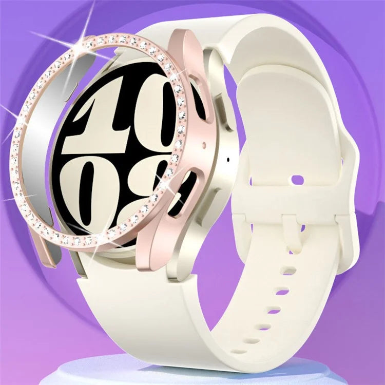 For Samsung Galaxy Watch7 44mm Case Rhinestone Decor Hard PC Watch Case Cover
