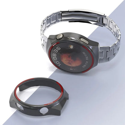 For Huawei Watch 4 Pro Watch Case Hollow PC Half Protective Cover - Black+Red
