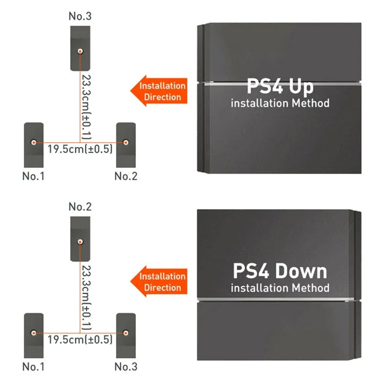 DATA FROG 1 Set for Sony PS4 Slim / Playstation 4 / 4 Pro Game Console Storage Stand Wall Mounted Rack