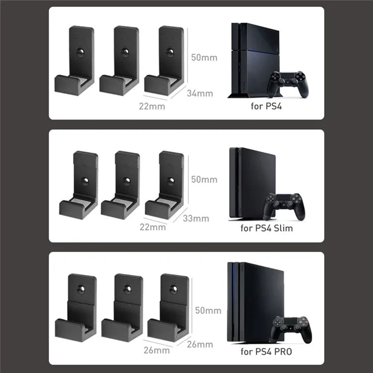 DATA FROG 1 Set for Sony PS4 Slim / Playstation 4 / 4 Pro Game Console Storage Stand Wall Mounted Rack