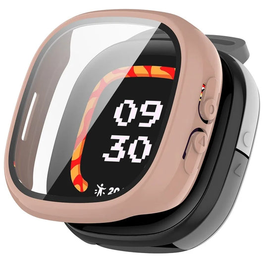 For Fitbit Ace LTE Hard PC Watch Case Overall Protective Cover with HD Tempered Glass Film