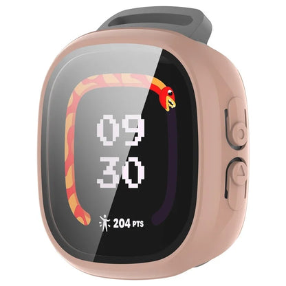 For Fitbit Ace LTE Hard PC Watch Case Overall Protective Cover with HD Tempered Glass Film