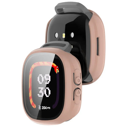 For Fitbit Ace LTE Hard PC Watch Case Overall Protective Cover with HD Tempered Glass Film