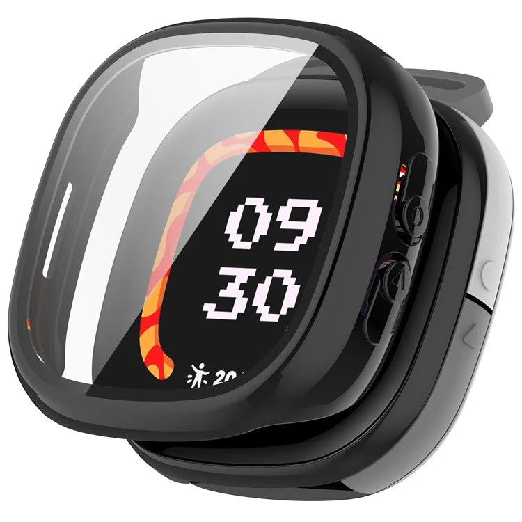 For Fitbit Ace LTE Hard PC Watch Case Overall Protective Cover with HD Tempered Glass Film
