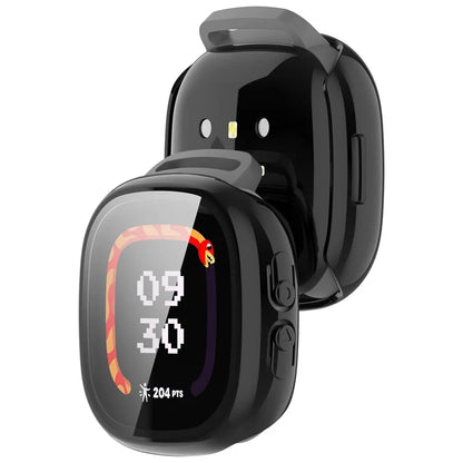 For Fitbit Ace LTE Hard PC Watch Case Overall Protective Cover with HD Tempered Glass Film