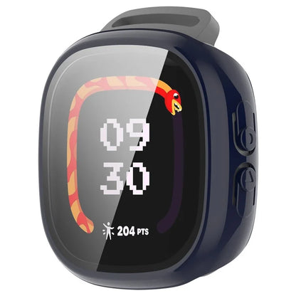 For Fitbit Ace LTE Hard PC Watch Case Overall Protective Cover with HD Tempered Glass Film