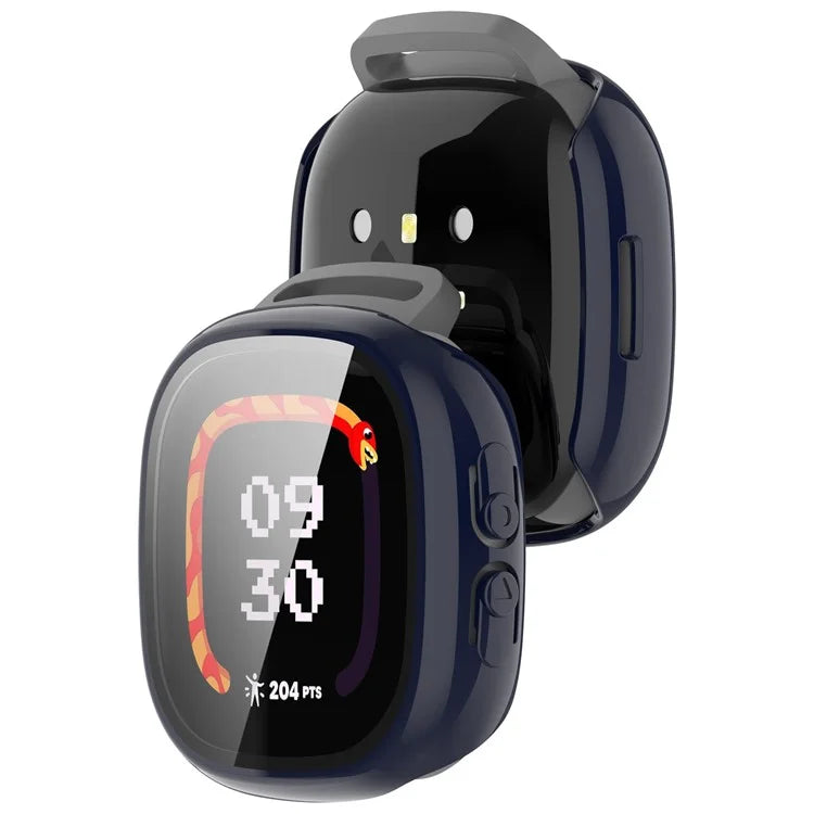 For Fitbit Ace LTE Hard PC Watch Case Overall Protective Cover with HD Tempered Glass Film