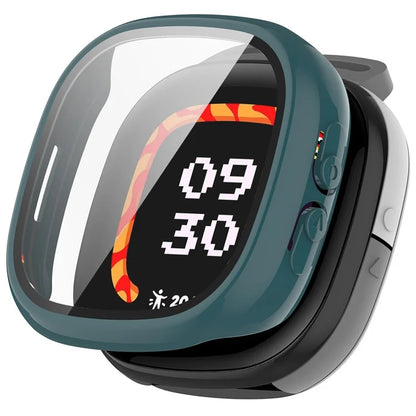 For Fitbit Ace LTE Hard PC Watch Case Overall Protective Cover with HD Tempered Glass Film