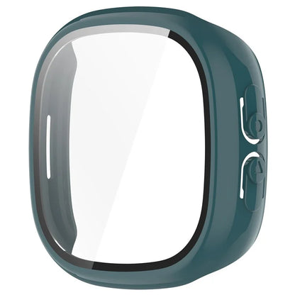 For Fitbit Ace LTE Hard PC Watch Case Overall Protective Cover with HD Tempered Glass Film
