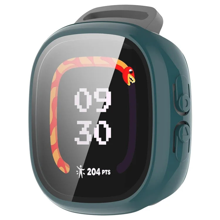 For Fitbit Ace LTE Hard PC Watch Case Overall Protective Cover with HD Tempered Glass Film