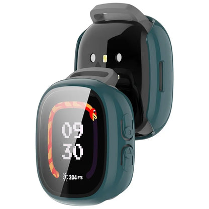For Fitbit Ace LTE Hard PC Watch Case Overall Protective Cover with HD Tempered Glass Film