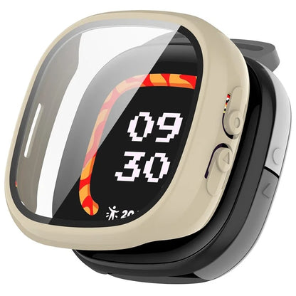 For Fitbit Ace LTE Hard PC Watch Case Overall Protective Cover with HD Tempered Glass Film