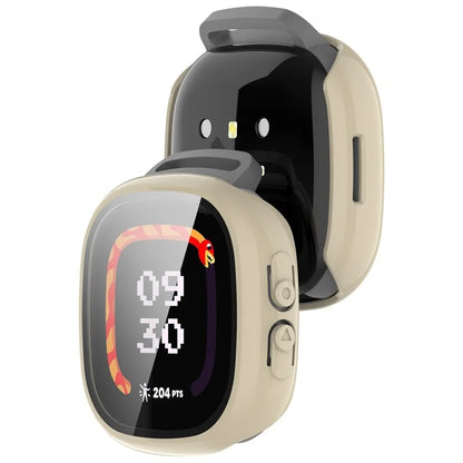 For Fitbit Ace LTE Hard PC Watch Case Overall Protective Cover with HD Tempered Glass Film