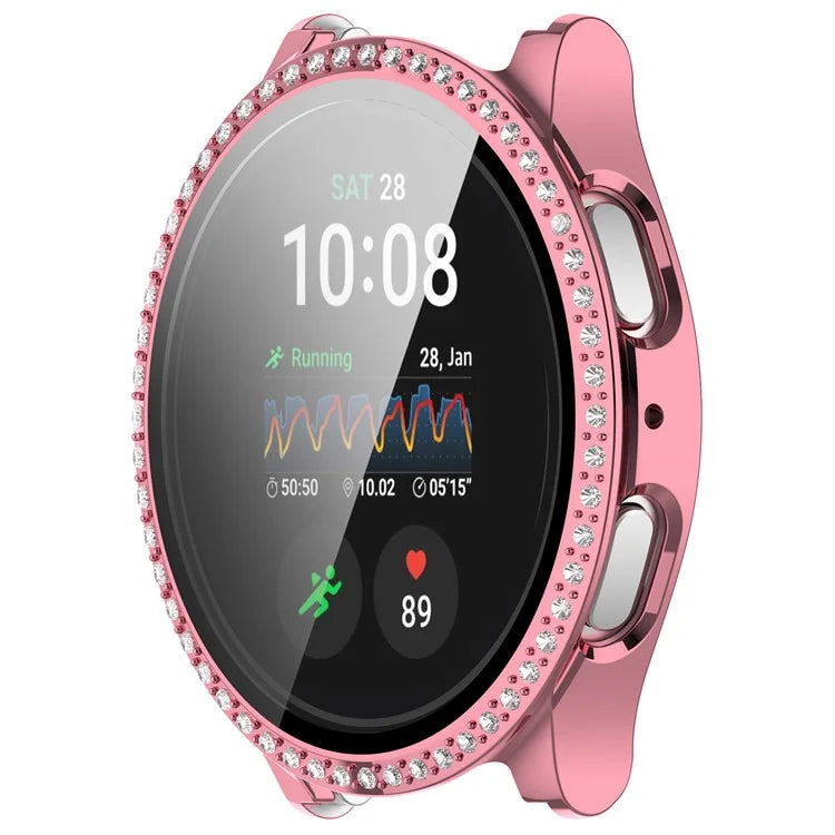 For Samsung Galaxy Watch7 44mm Shiny Rhinestone Watch Case Integrated with Tempered Glass Film