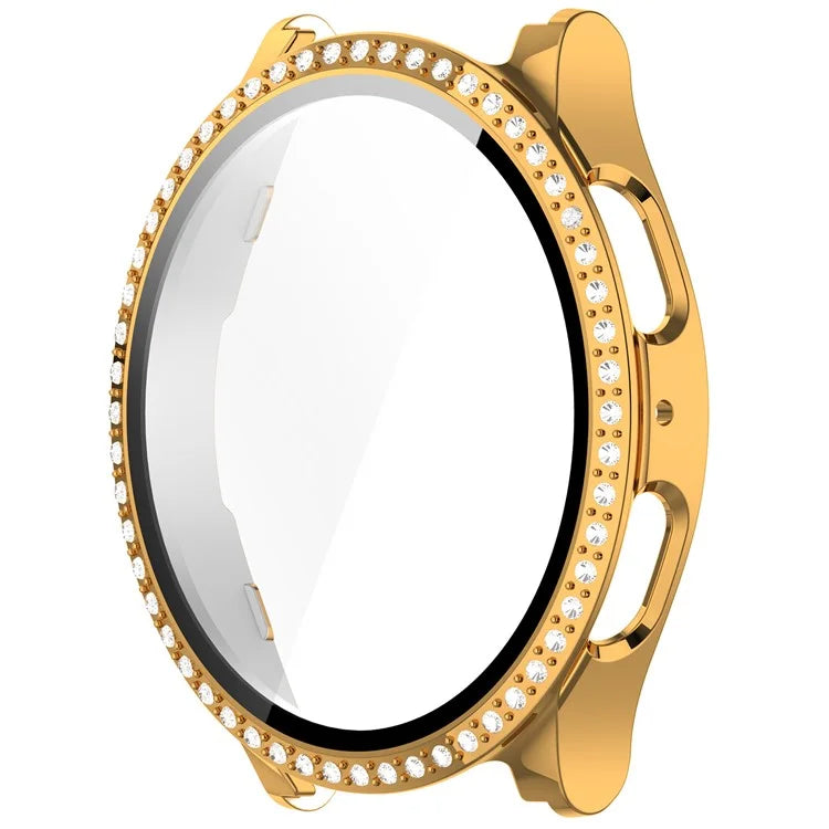 For Samsung Galaxy Watch7 44mm Shiny Rhinestone Watch Case Integrated with Tempered Glass Film