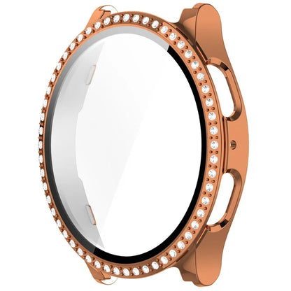 For Samsung Galaxy Watch7 44mm Shiny Rhinestone Watch Case Integrated with Tempered Glass Film