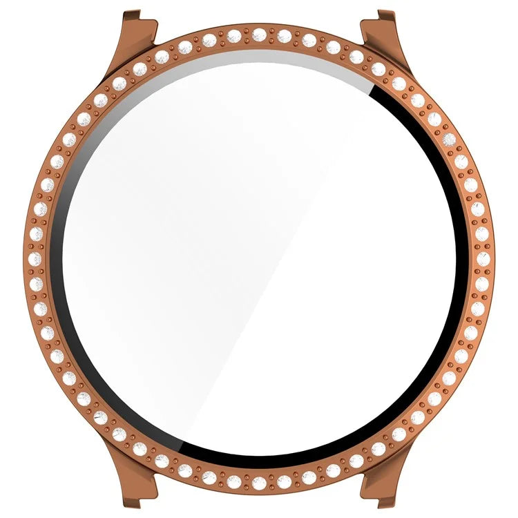 For Samsung Galaxy Watch7 44mm Shiny Rhinestone Watch Case Integrated with Tempered Glass Film