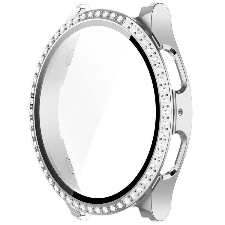 For Samsung Galaxy Watch7 44mm Shiny Rhinestone Watch Case Integrated with Tempered Glass Film