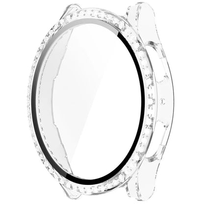 For Samsung Galaxy Watch7 44mm Shiny Rhinestone Watch Case Integrated with Tempered Glass Film