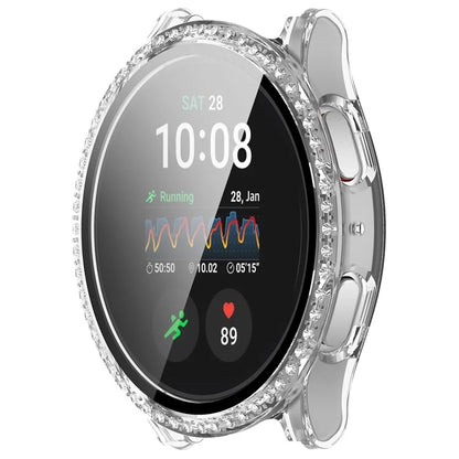 For Samsung Galaxy Watch7 44mm Shiny Rhinestone Watch Case Integrated with Tempered Glass Film