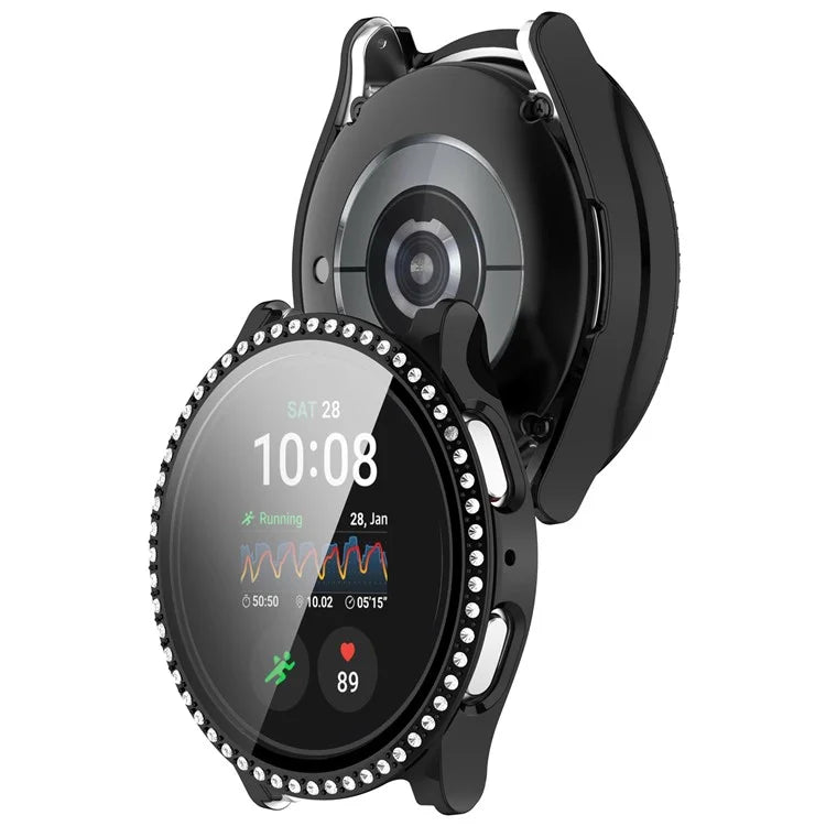 For Samsung Galaxy Watch7 40mm Rhinestone Decor PC Watch Case Integrated with Tempered Glass Film