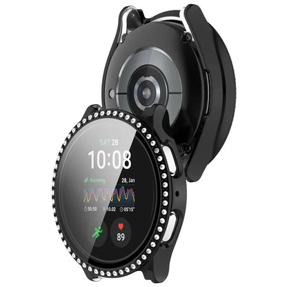 For Samsung Galaxy Watch7 40mm Rhinestone Decor PC Watch Case Integrated with Tempered Glass Film