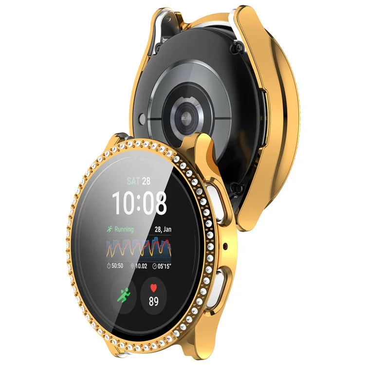 For Samsung Galaxy Watch7 40mm Rhinestone Decor PC Watch Case Integrated with Tempered Glass Film