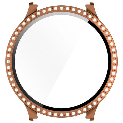 For Samsung Galaxy Watch7 40mm Rhinestone Decor PC Watch Case Integrated with Tempered Glass Film