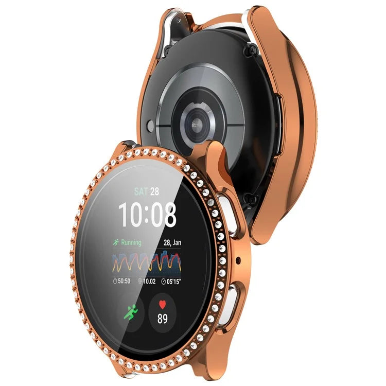For Samsung Galaxy Watch7 40mm Rhinestone Decor PC Watch Case Integrated with Tempered Glass Film