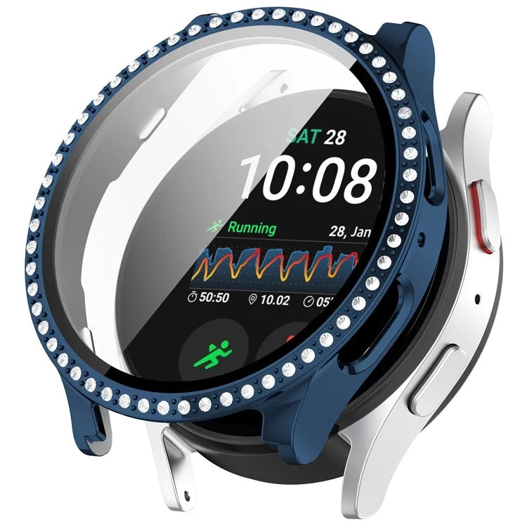 For Samsung Galaxy Watch7 40mm Rhinestone Decor PC Watch Case Integrated with Tempered Glass Film