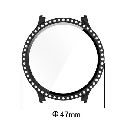 For Samsung Galaxy Watch7 40mm Rhinestone Decor PC Watch Case Integrated with Tempered Glass Film