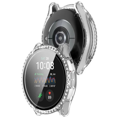 For Samsung Galaxy Watch7 40mm Rhinestone Decor PC Watch Case Integrated with Tempered Glass Film