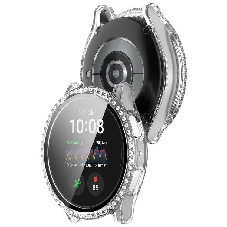 For Samsung Galaxy Watch7 44mm Case Hard PC Full Protective Watch Cover with Tempered Glass Film - Transparent