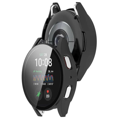 For Samsung Galaxy Watch7 44mm PC Watch Case Anti-Scratch Cover with Tempered Glass Film - Pink