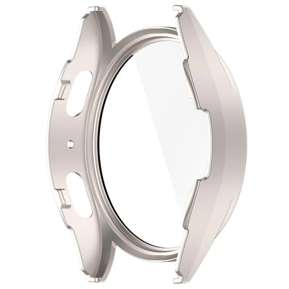 For Samsung Galaxy Watch7 44mm PC Watch Case Anti-Scratch Cover with Tempered Glass Film - Pink