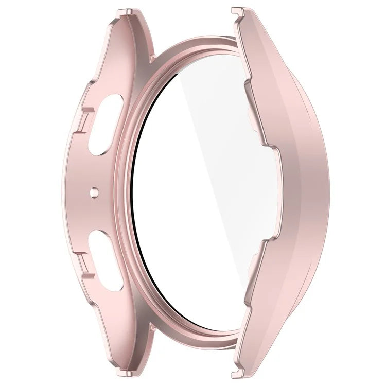 For Samsung Galaxy Watch7 44mm PC Watch Case Anti-Scratch Cover with Tempered Glass Film - Pink