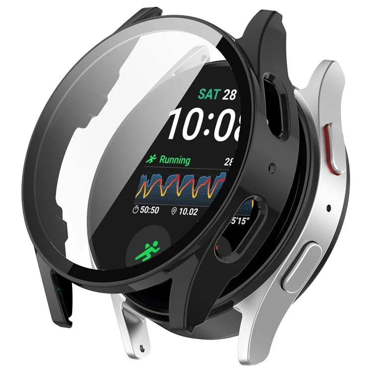 For Samsung Galaxy Watch7 44mm Case Hard PC Overall Protective Cover with Tempered Glass Film
