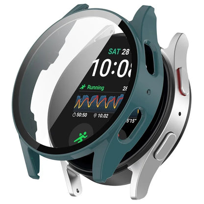 For Samsung Galaxy Watch7 44mm Case Hard PC Overall Protective Cover with Tempered Glass Film