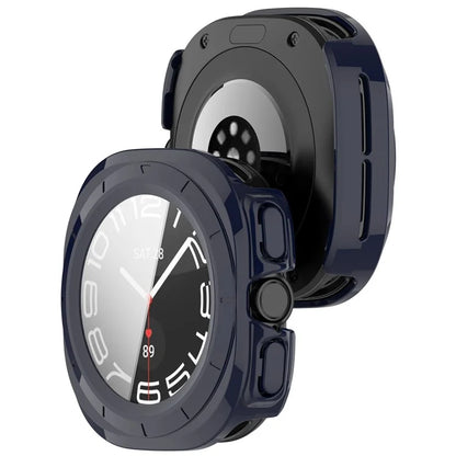 For Samsung Galaxy Watch Ultra 47mm PC Watch Case Anti-Scratch Cover with Tempered Glass Film - Pink