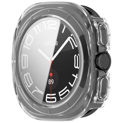 For Samsung Galaxy Watch Ultra 47mm PC Watch Case Anti-Scratch Cover with Tempered Glass Film - Pink