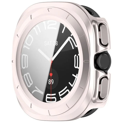 For Samsung Galaxy Watch Ultra 47mm PC Watch Case Anti-Scratch Cover with Tempered Glass Film - Pink