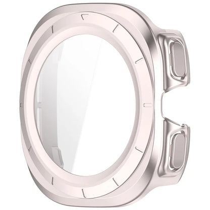 For Samsung Galaxy Watch Ultra 47mm PC Watch Case Anti-Scratch Cover with Tempered Glass Film - Pink
